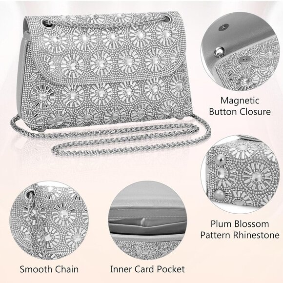 Lightweight and Stylish Rhinestone Clutch with Chain - Perfect for Any Occasion - Picture 3 of 6